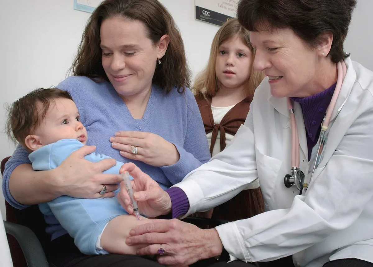 Gentle baby vaccination at the clinic